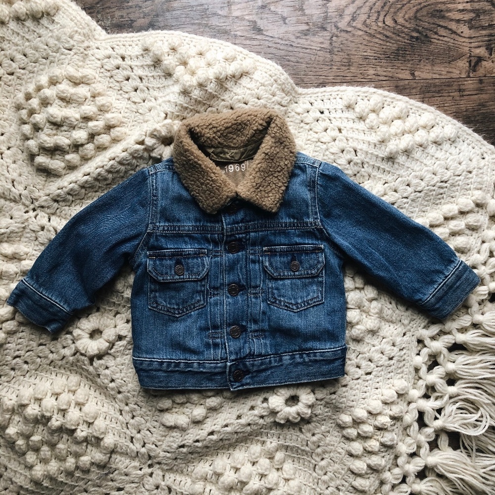 Baby Gap denim jacket with sherpa collar